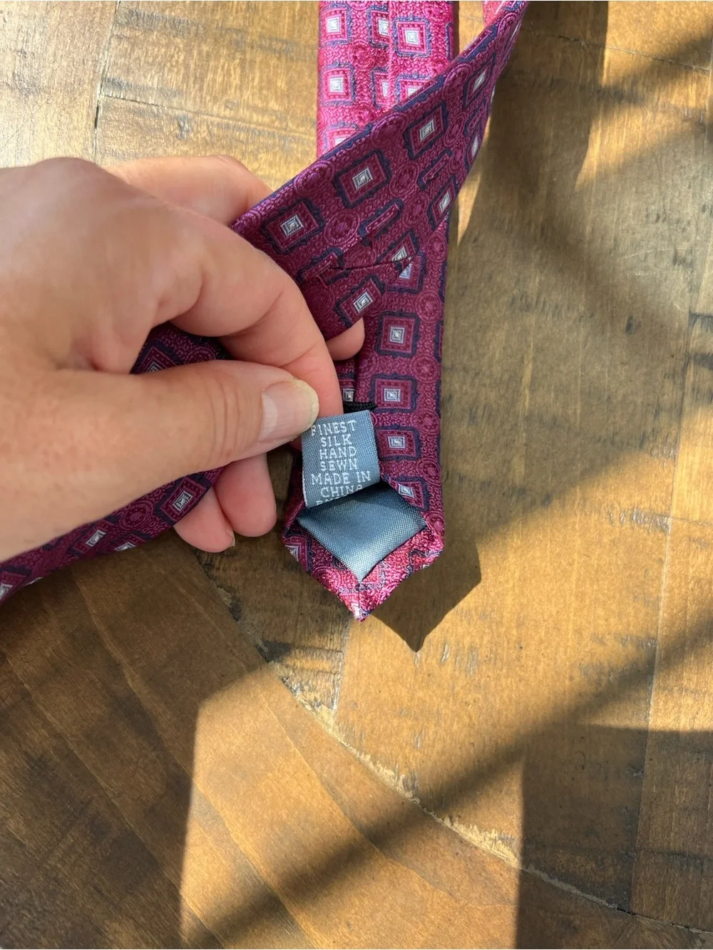 Classic Burgundy Square-Pattern Tie
